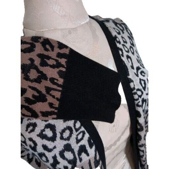 Oliver Leopard Print Cardigan Size Large Viscose Ombre Beige Brown Black - Picture 8 of 16